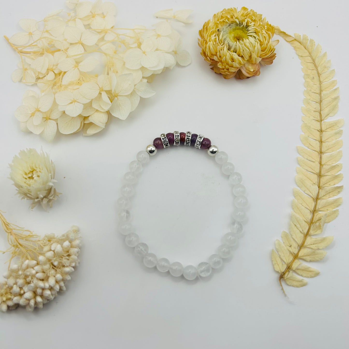 AA Ruby and Rock Crystal Bracelet (6 mm)