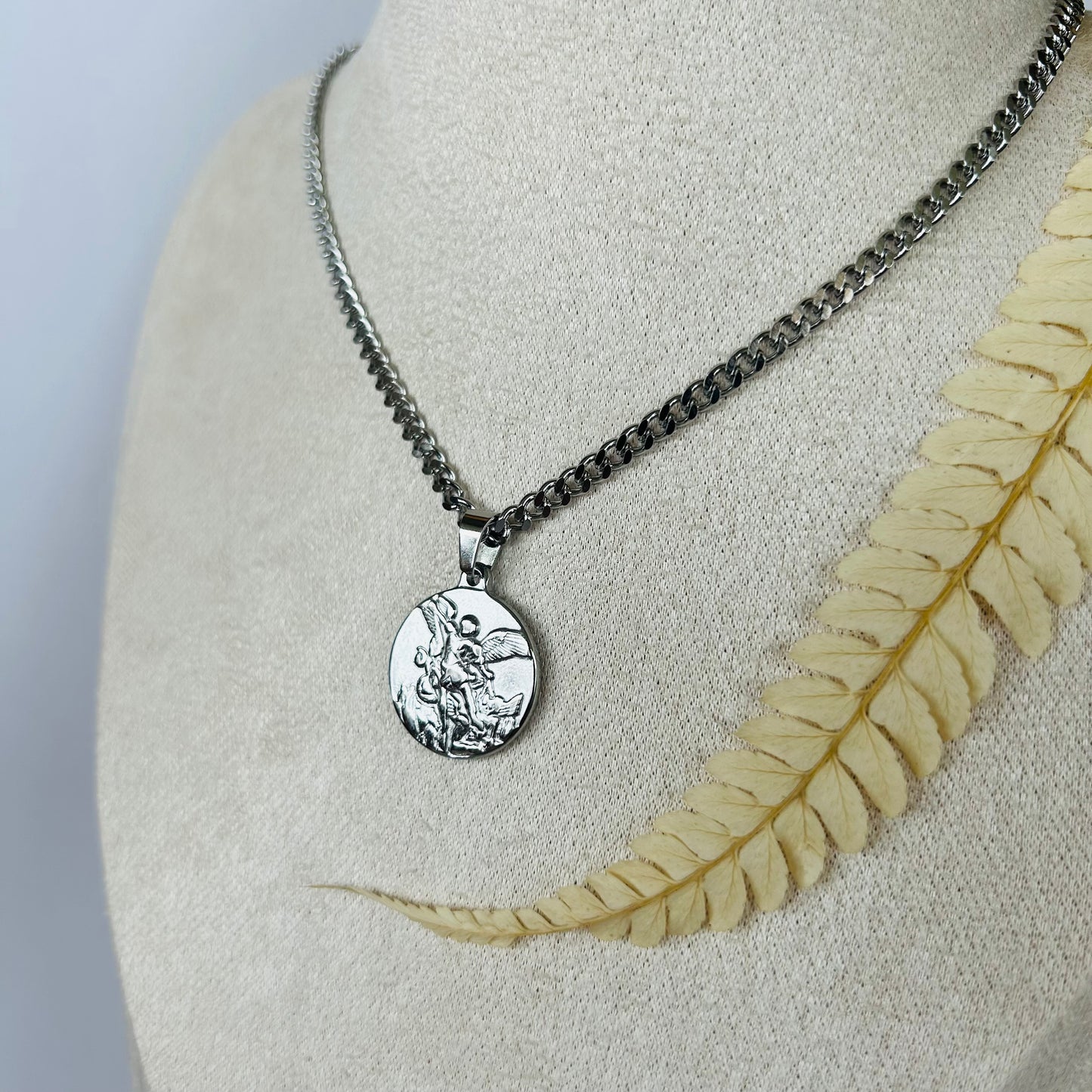 Archangel Michael Medallion Necklace (Silver)