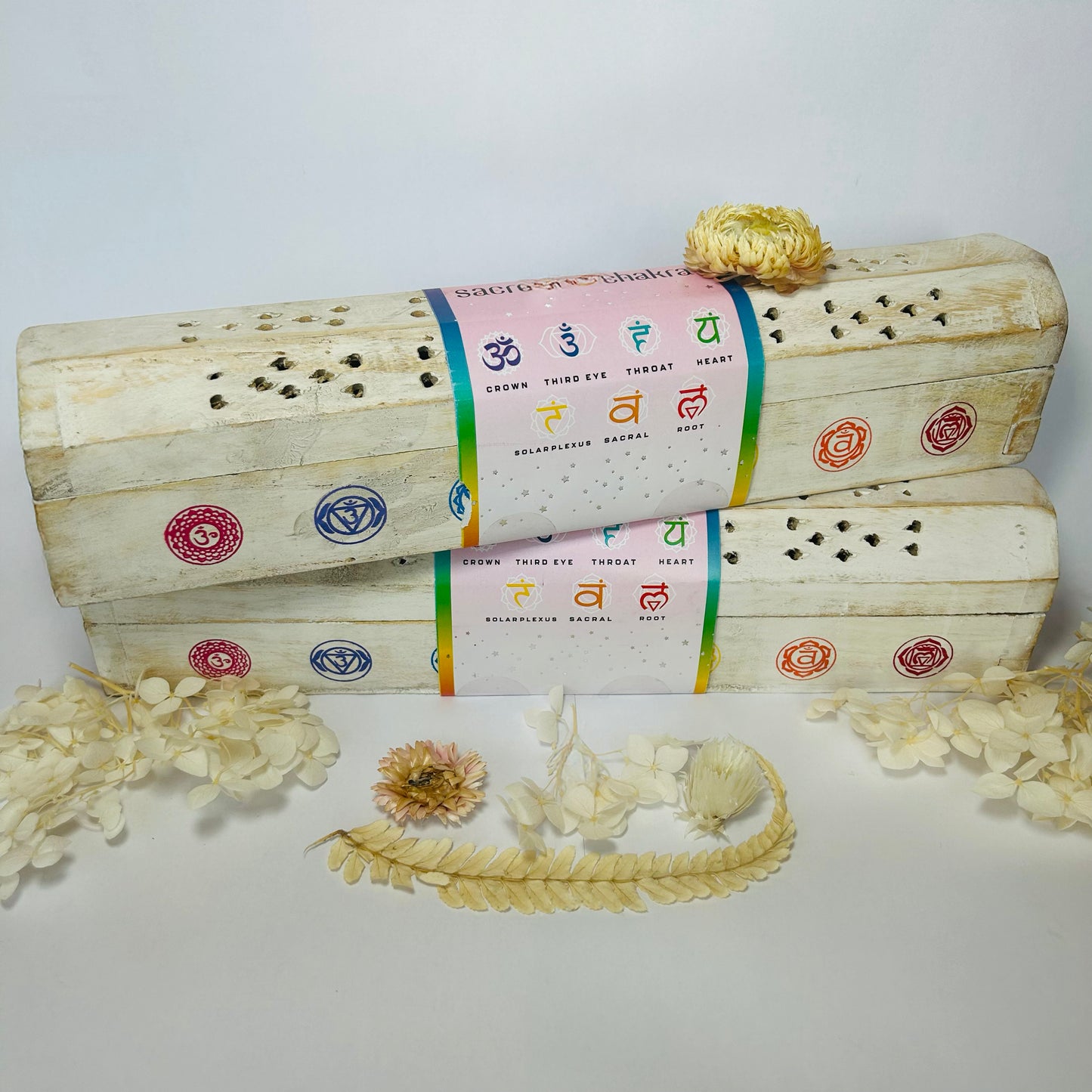 "7 Chakras" Incense Box (white)