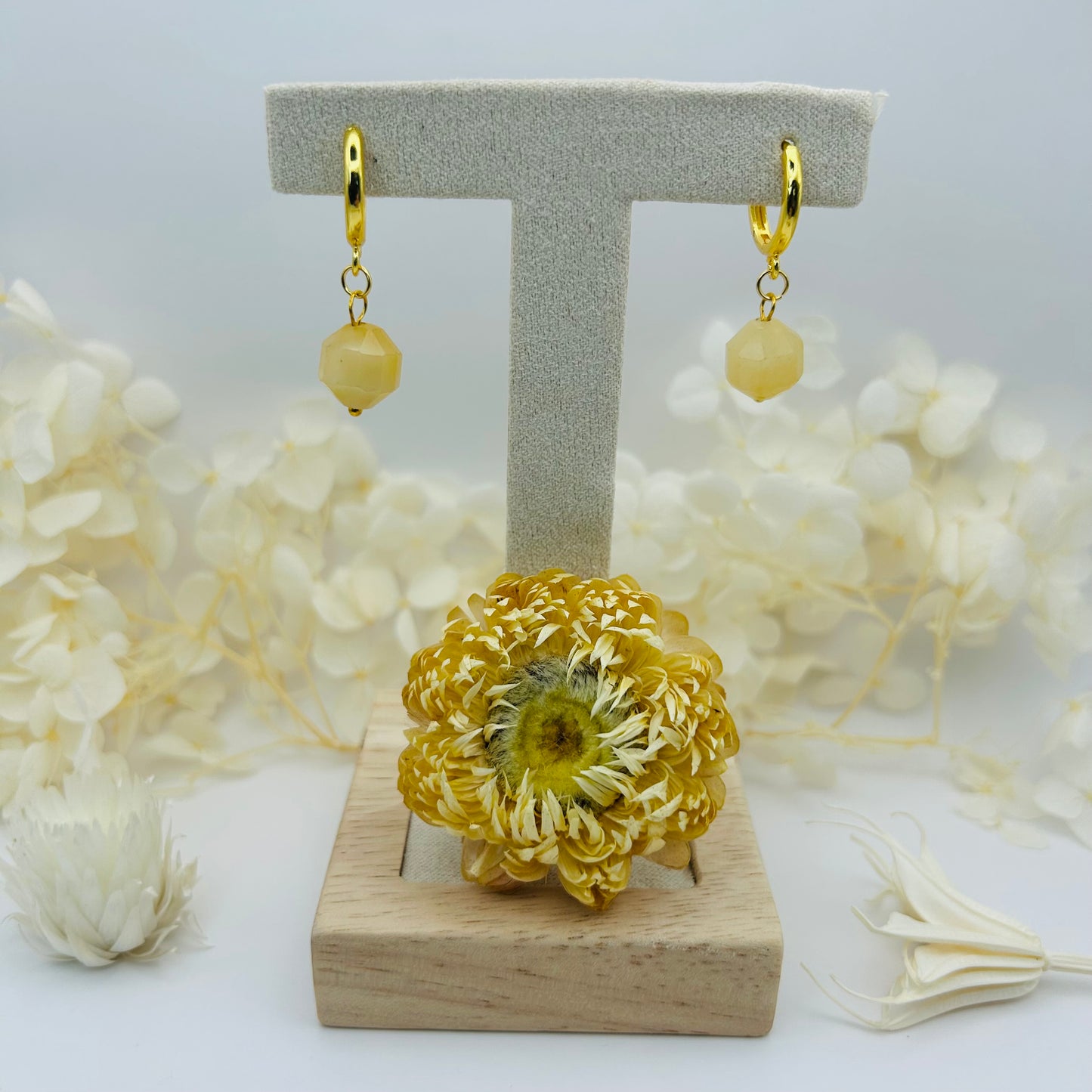 Mini Hoop Earrings - Yellow Topaz