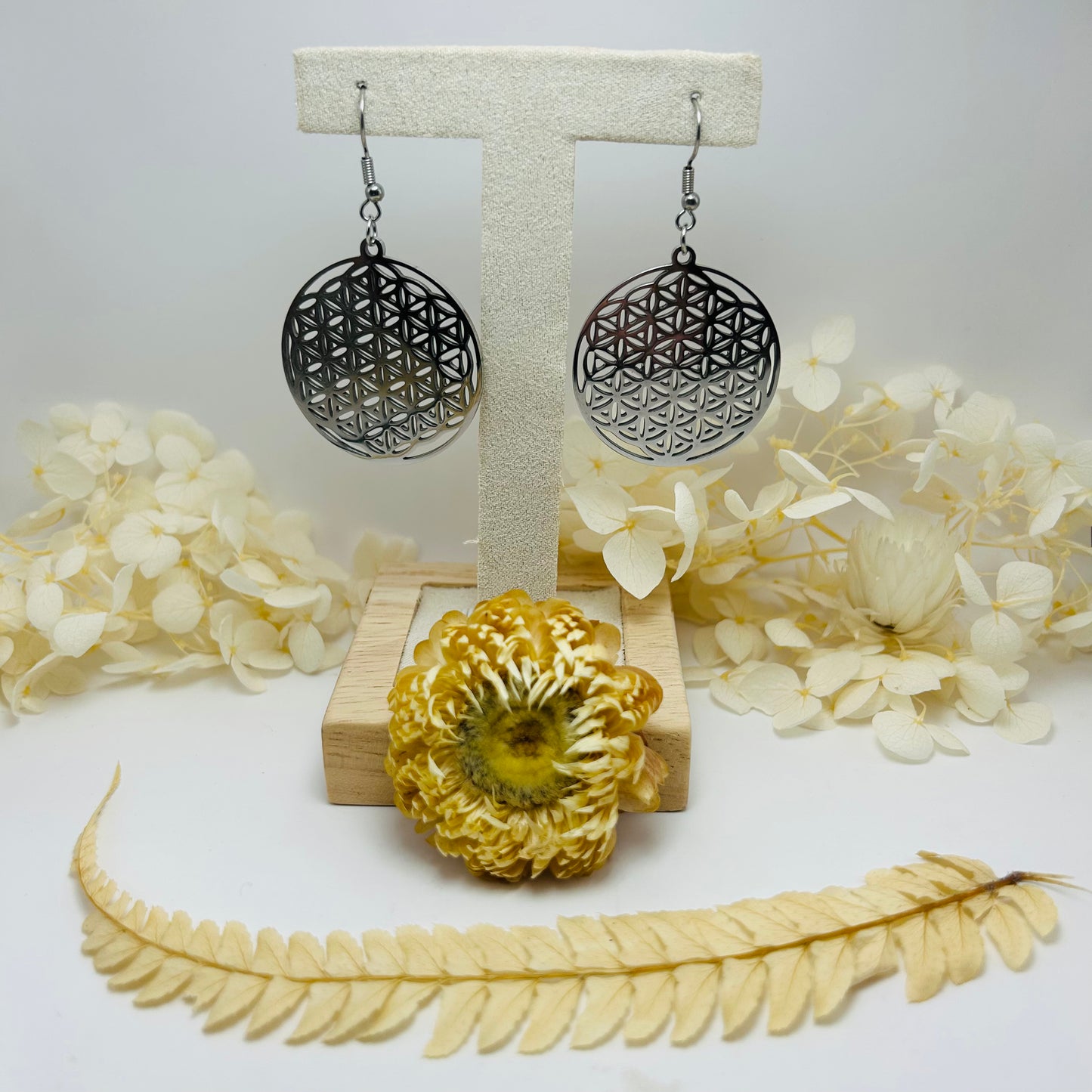 Boucles d’oreilles Fleur de Vie (argenté)