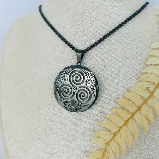 Triskelion Necklace with Triquetra (Black)