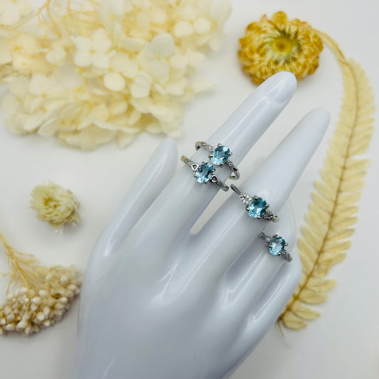 AAA Blue Topaz Silver Ring (TR)