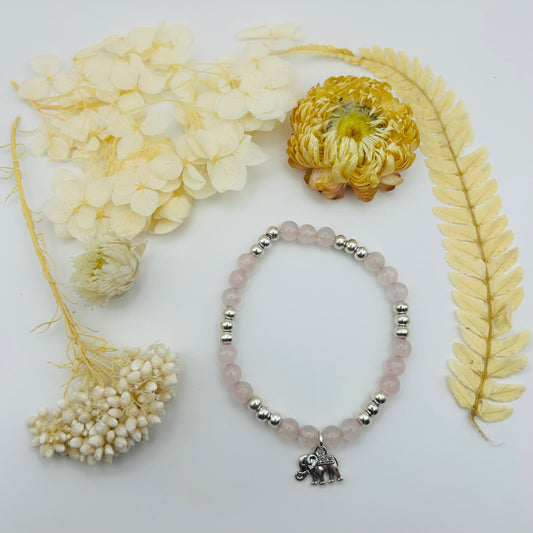 Rose Quartz and Ganesh Bracelet (6 mm)