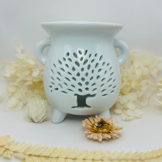 Oil burner with Tree of Life (white)