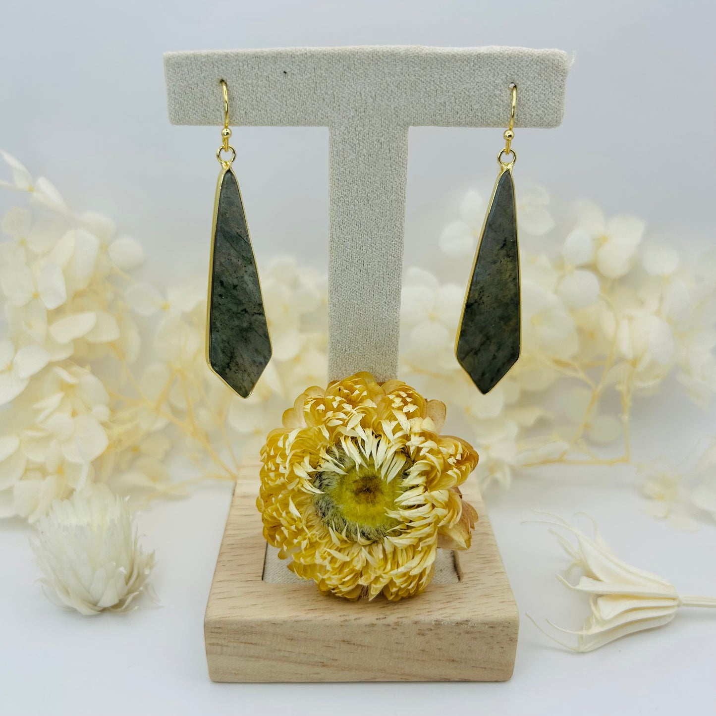 Dangle Earrings - Labradorite (Gold)