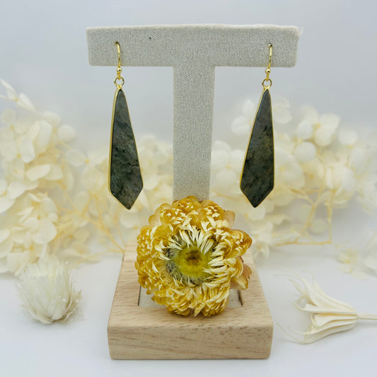 Dangle Earrings - Labradorite (Gold)