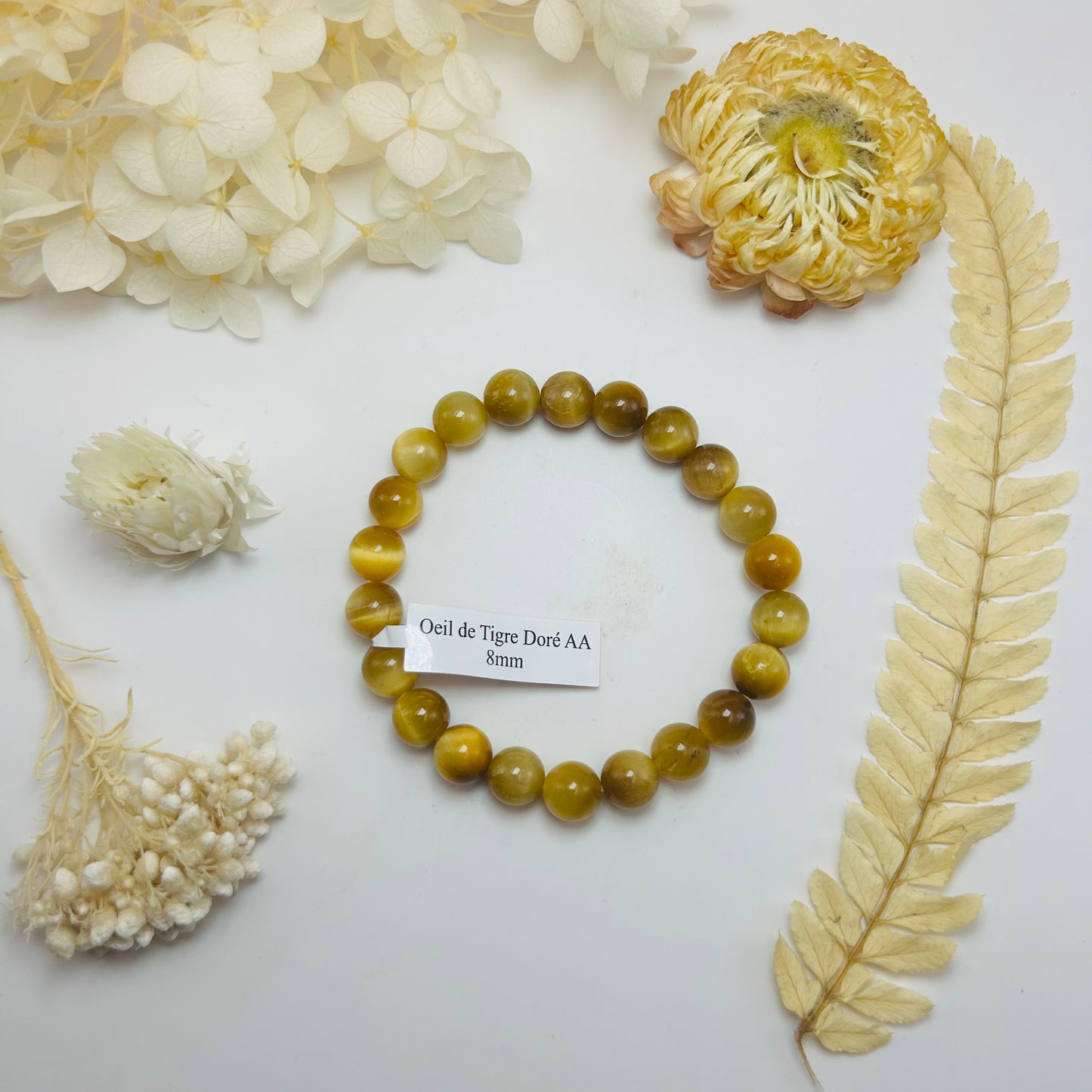 Bracelet Œil de Tigre Doré AA (8 mm)