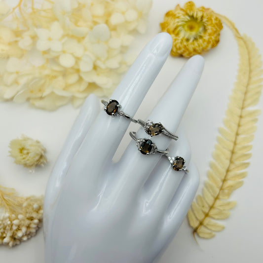 AAA Smoky Quartz Silver Ring (TR)