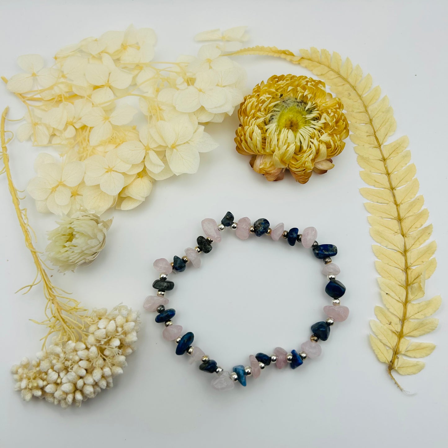 Baroque Lapis Lazuli and Rose Quartz bracelet