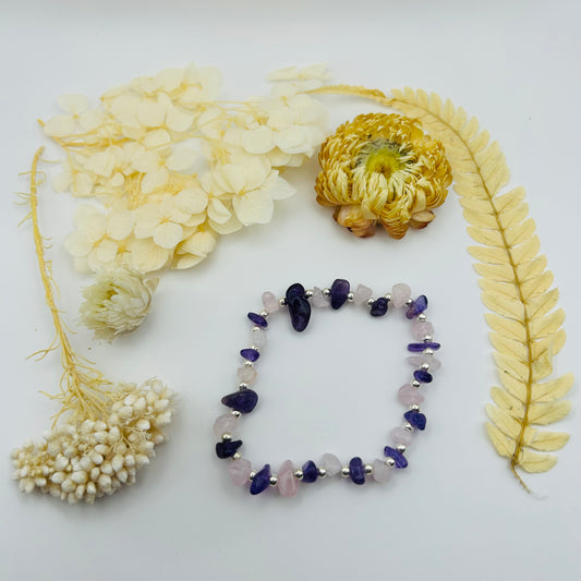 Baroque Amethyst and Rose Quartz Bracelet