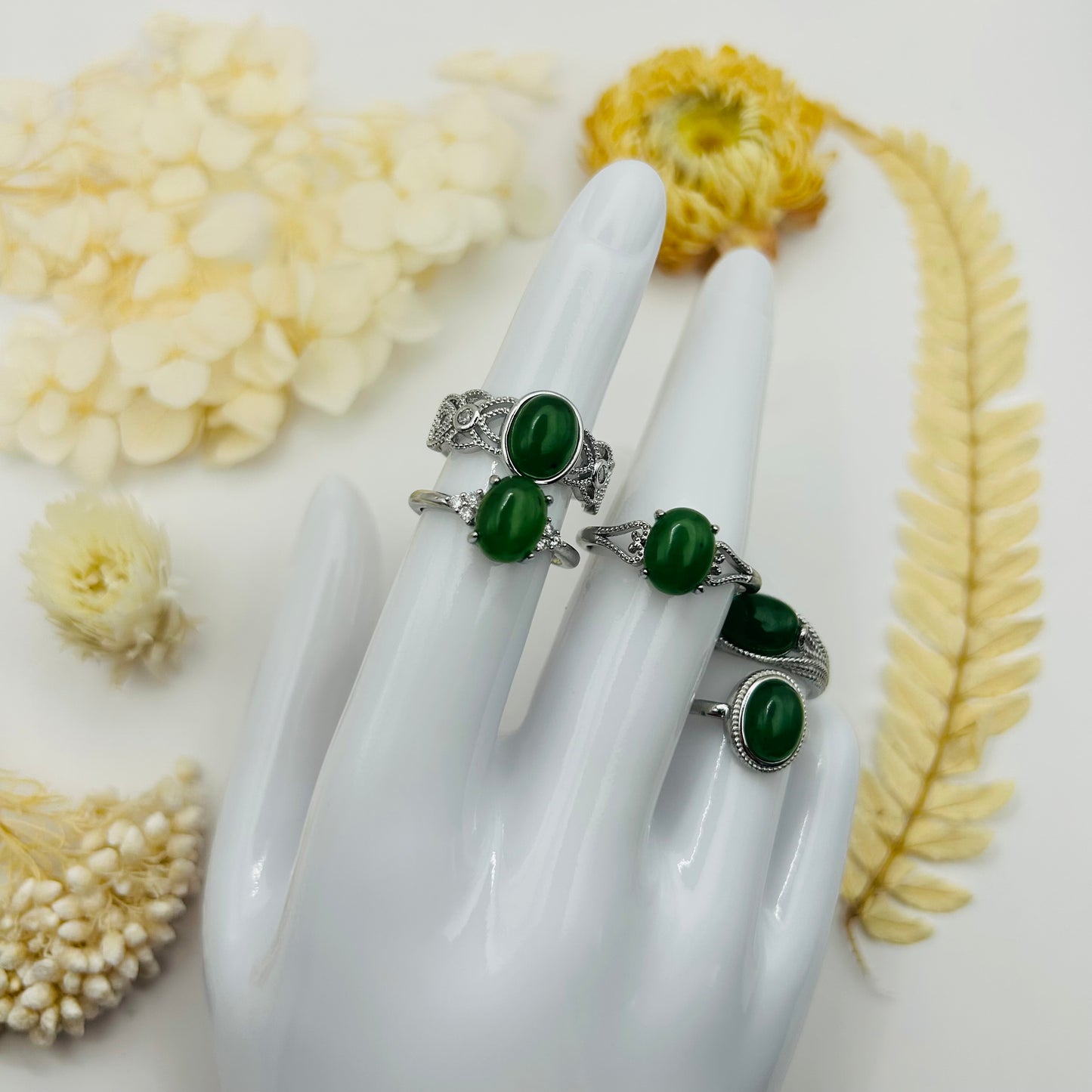 AA Green Jade Silver Ring (TR)