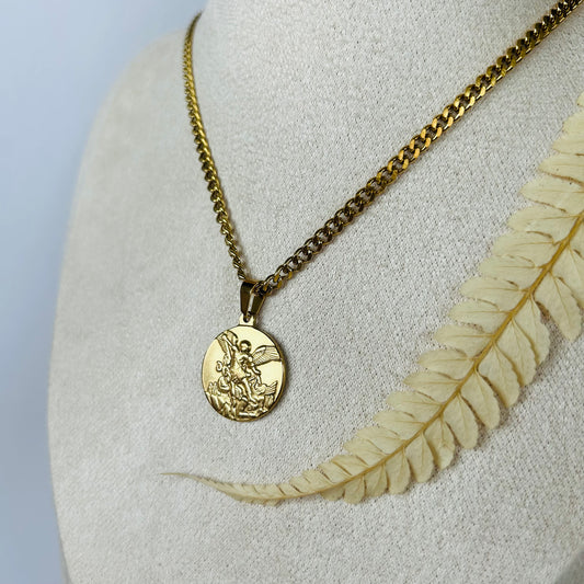Archangel Michael Medallion Necklace (Gold)