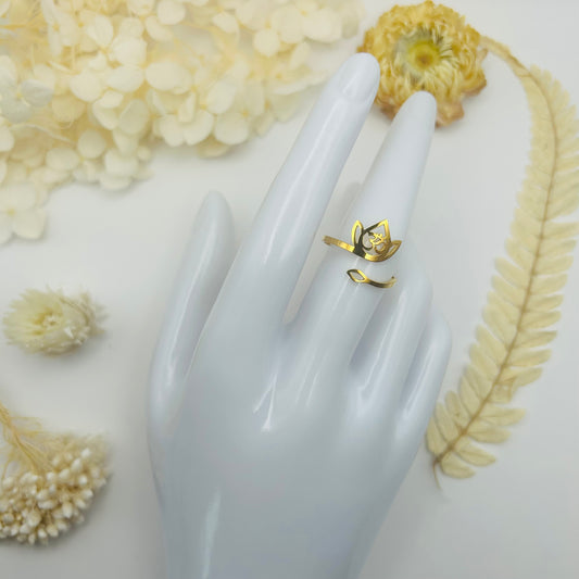 Lotus Flower and OM Ring (gold)