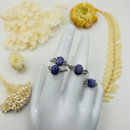 AAA Charoite Silver Ring (TR)