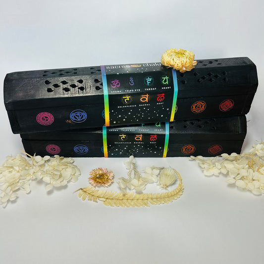 "7 Chakras" Incense Box (black)