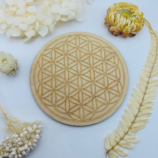 Wooden Charging Disc - Flower of Life