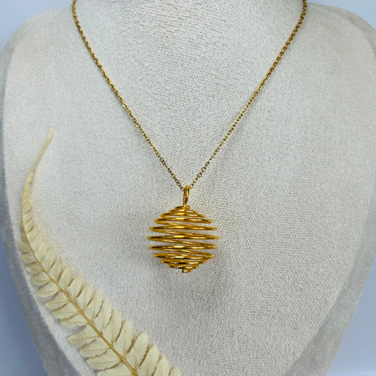 Spiral Cage Pendant for Natural Stone (Gold) - High Quality