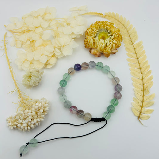 Fluorite adjustable bracelet (8 mm) 