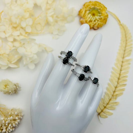 AAA Black Spinel Silver Ring (TR)