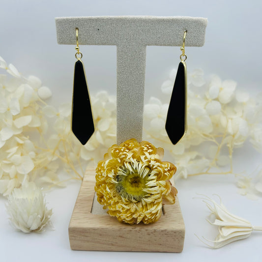 Dangle Earrings - Onyx (Gold)