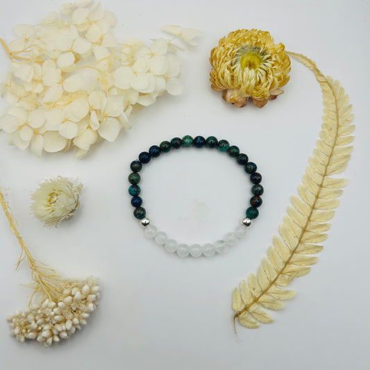 Azurite A and Rock Crystal Bracelet (6 mm)