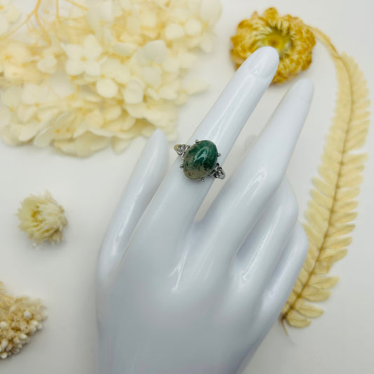 AA Moss Agate Silver Ring (TR)