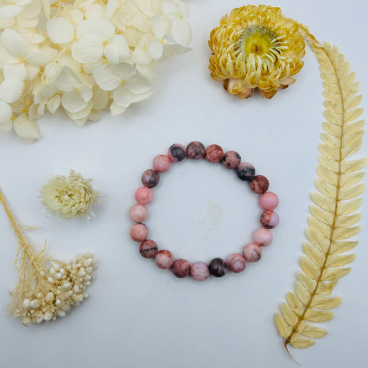 Bracelet Jaspe Zèbre Rose (8 mm)
