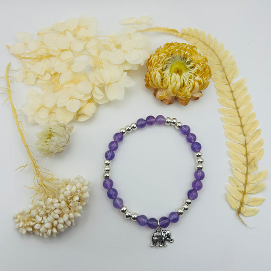 Amethyst and Ganesh Bracelet (6 mm)