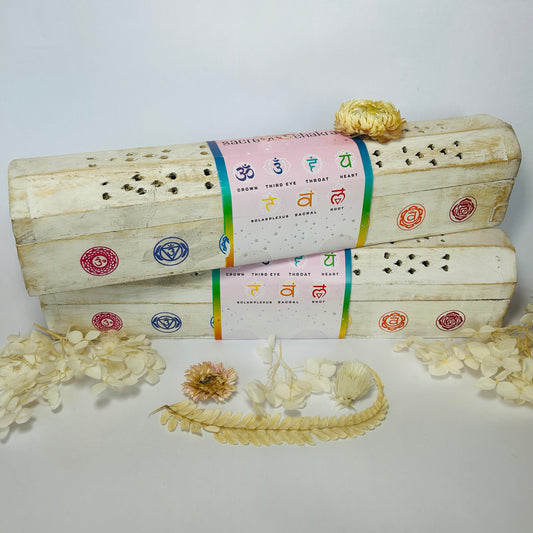 "7 Chakras" Incense Box (white)