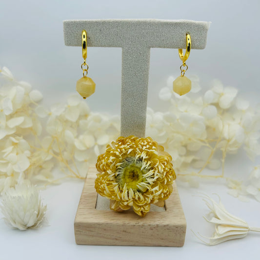 Mini Hoop Earrings - Yellow Topaz
