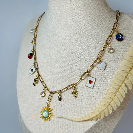 Collier fantaisie « Aurielle » doré - Pièce unique !