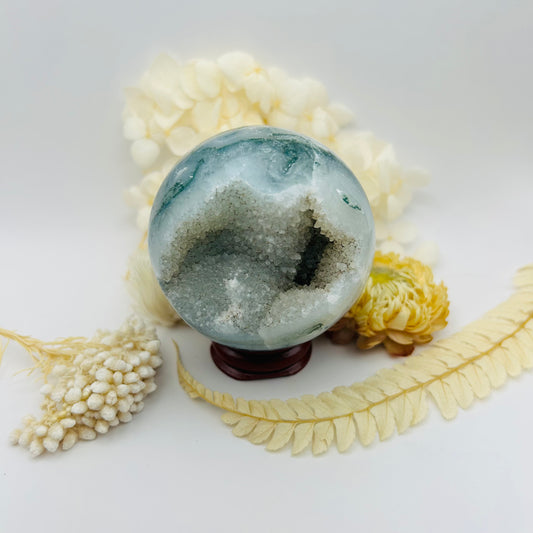 AA Druzy Agate Geode Sphere 