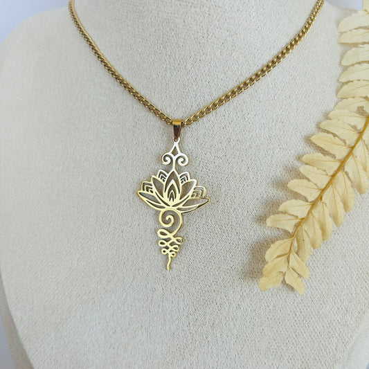 Unalome Lotus Flower Necklace (gold)