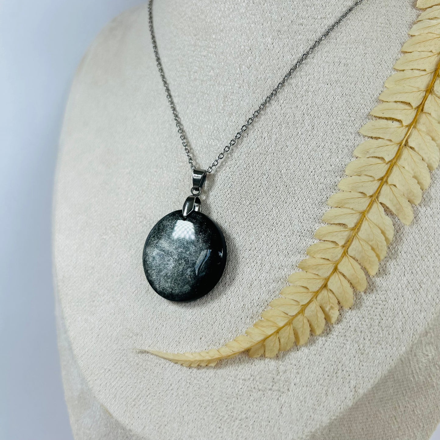 Pendentif Obsidienne Argentée