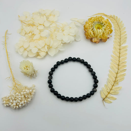 Silver Celestial Eye Obsidian Bracelet (6 mm)