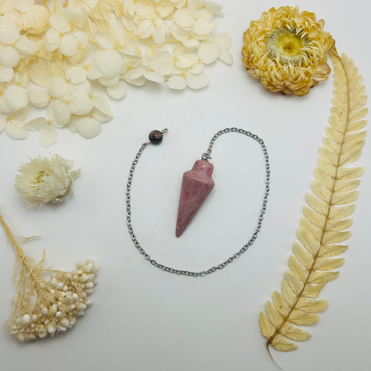 Pendule goutte Rhodonite (argenté)