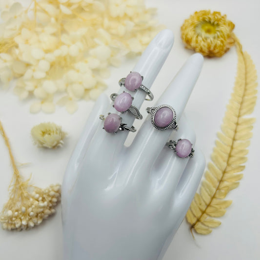 Bague argentée Kunzite AAA (T.R)