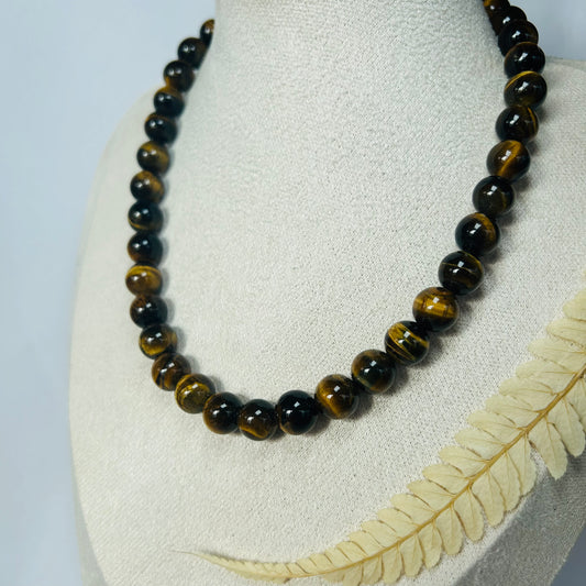 Collier perles en Œil de Tigre (10 mm)