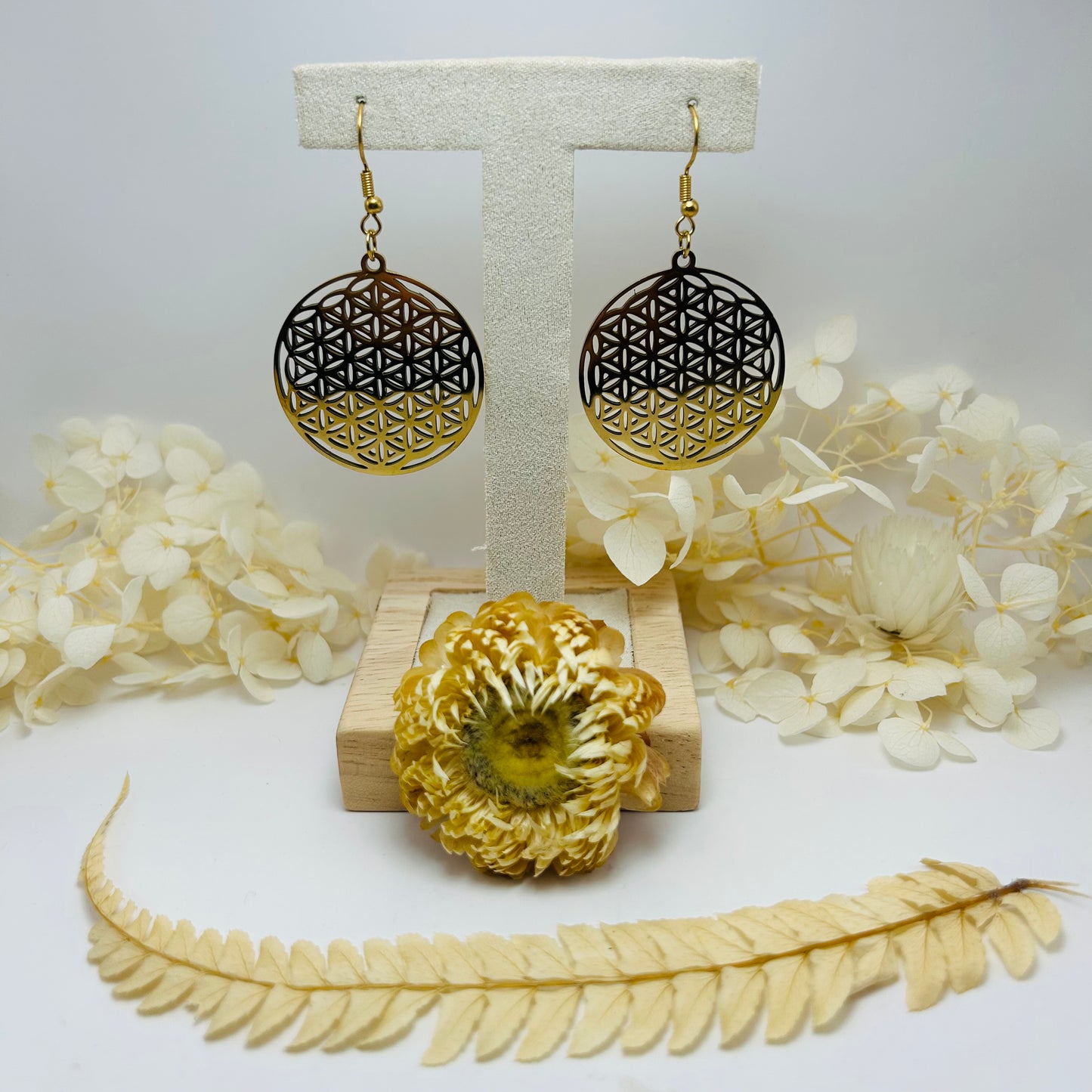 Boucles d’oreilles Fleur de Vie (doré)