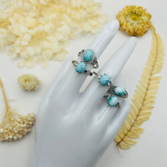 Bague argentée Larimar AAA (T.R)
