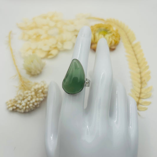 Green Aventurine Silver Ring (TR)
