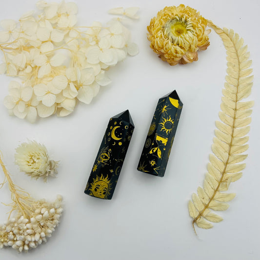Black Obsidian Tower (gold patterns)