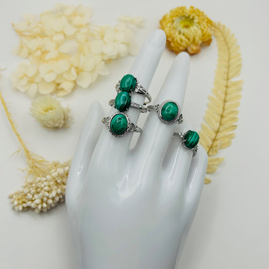 AAA Malachite Silver Ring (TR)